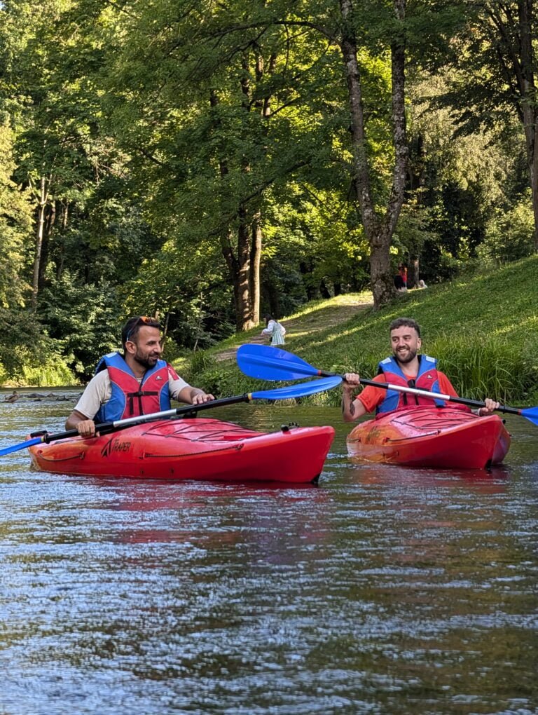Italians kayaking in Vilnius Vilnia river