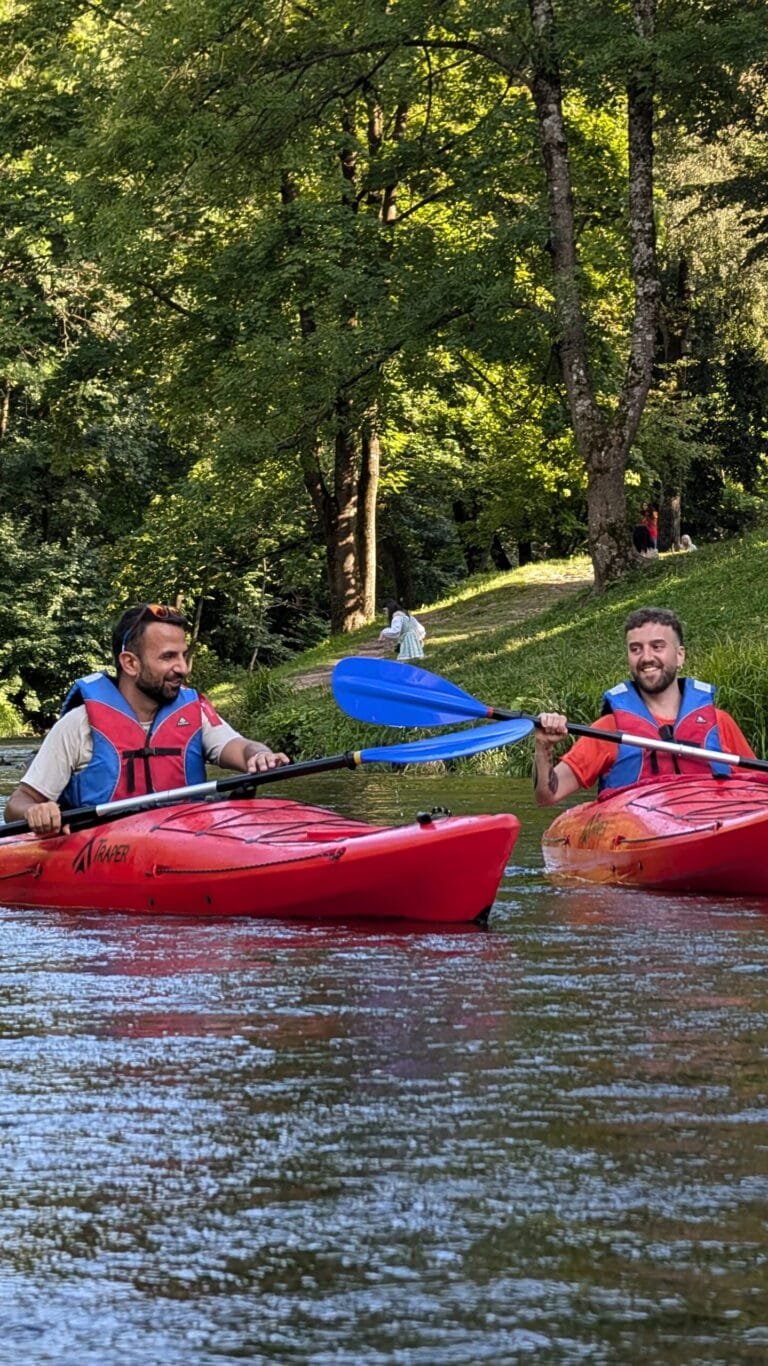 Italians kayaking in Vilnius Vilnia river